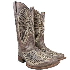 Corral Mens Brown Leather Wing Cross Cowboy Boots Square Toe 10D A B039